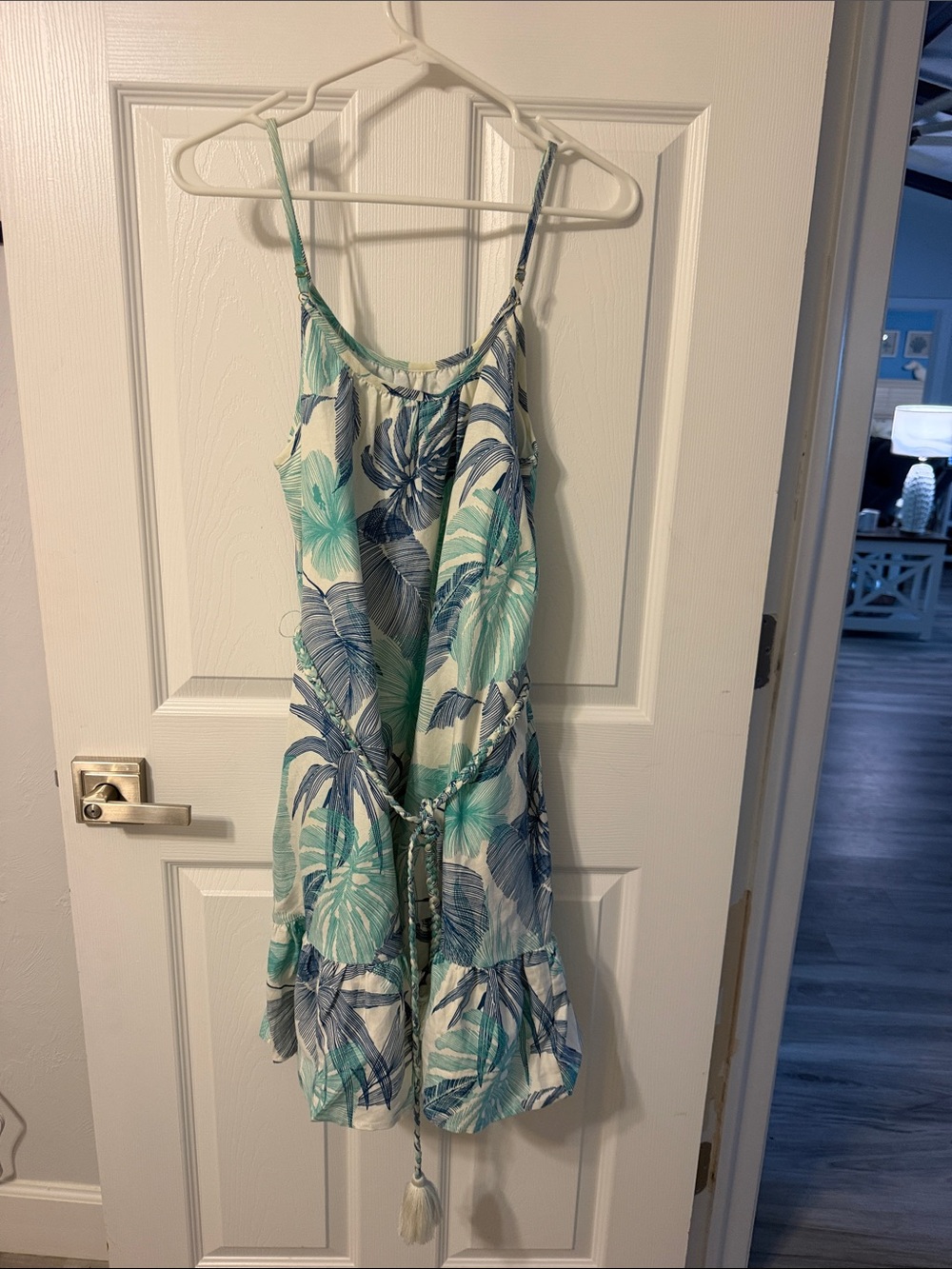 Tori Richards Honolulu Tropical Print n sun dress in Teal Blue